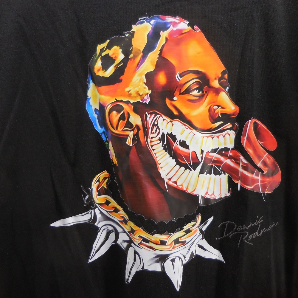 Black Short Sleeve Graphic Tee with Colorful Portrait Design